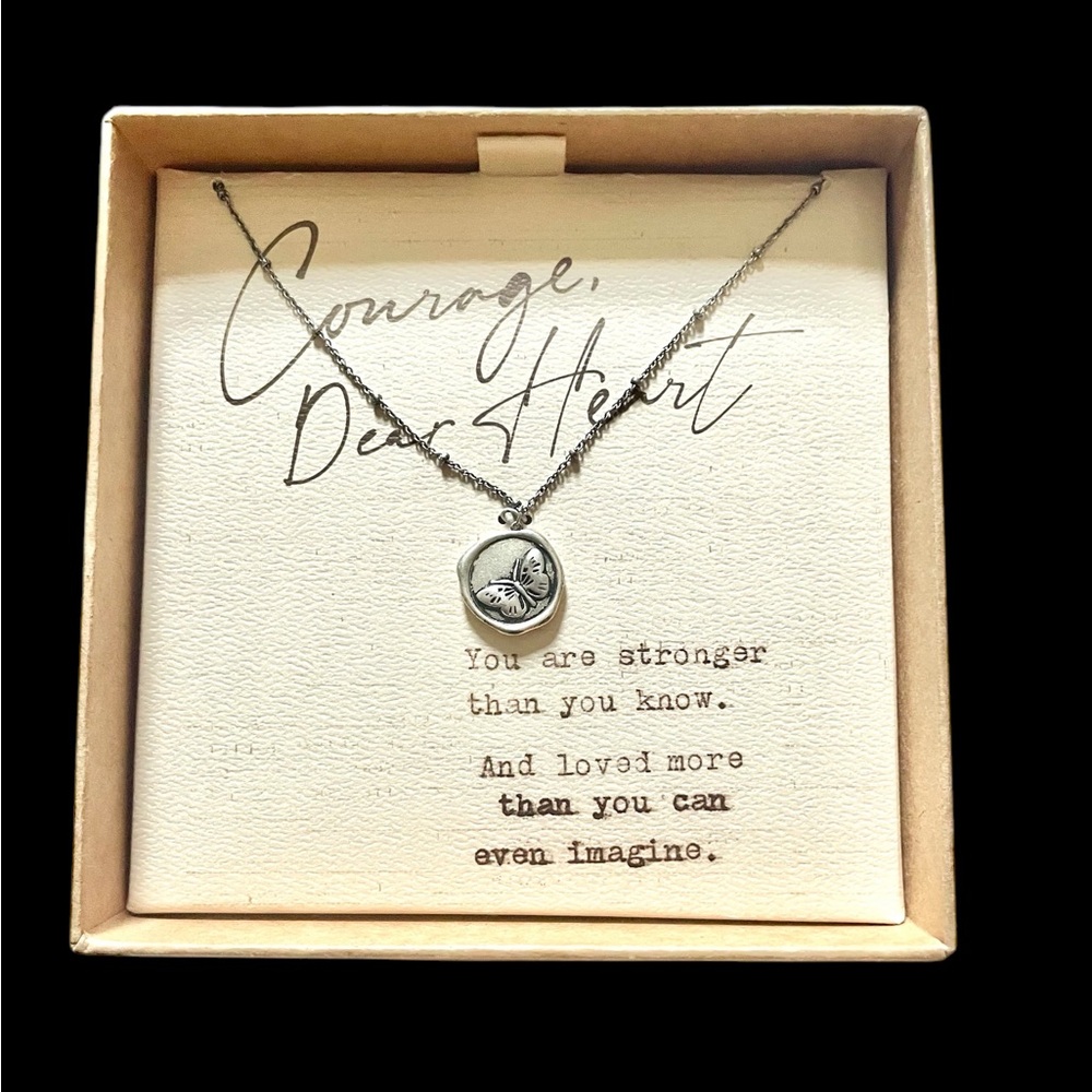 DEMDACO DD Traders, Inc. Silver Pendant Necklace “Courage Dear Heart” NIB